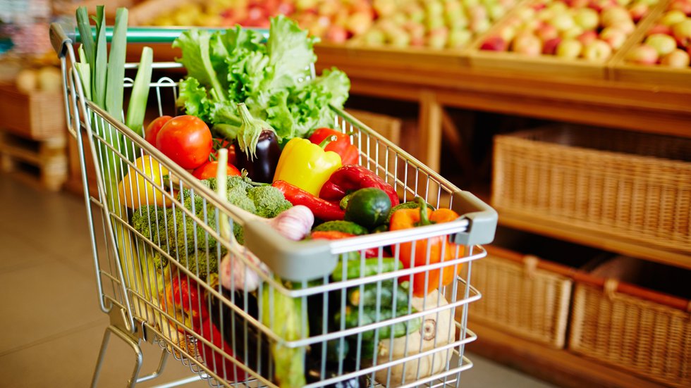 Vegetables in cart