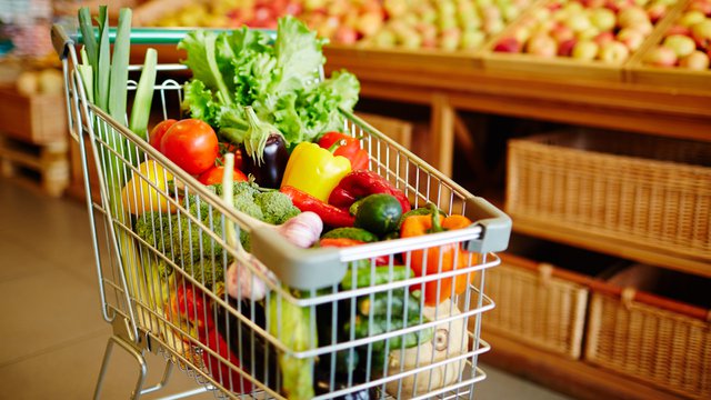 Vegetables in cart